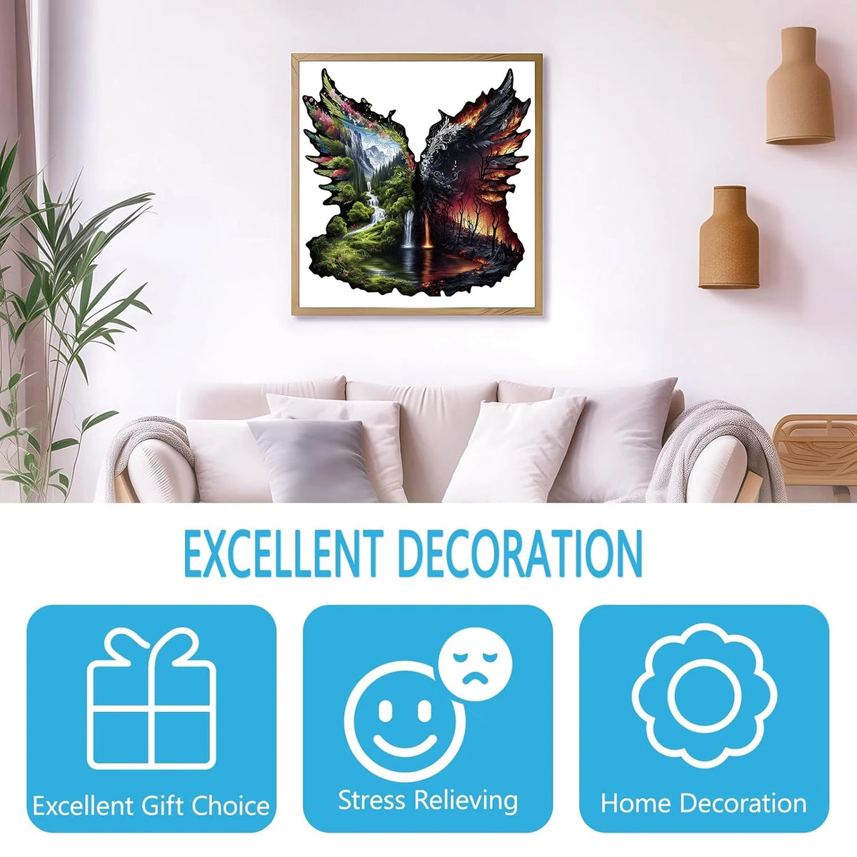 Landscape Theme Wooden Puzzle For Adults, Irregular Animal Shaped Pieces, High-difficulty Magic Puzzle Intellectual Toys