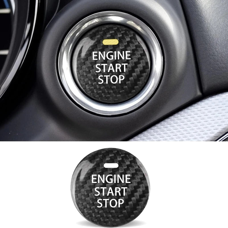 For Mazda 3 6 CX-3 CX-5 CX-9 MX-5 Miata Real Carbon Fiber Car Keyless Engine Start Stop Push Button Cover Sticker Accessories