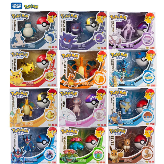 Genuine Pokemon Anime Figure Pikachu Gengar Charizard Gyarados Mew Dragonite Pet  Collect Model Doll Transformation Toy Gifts