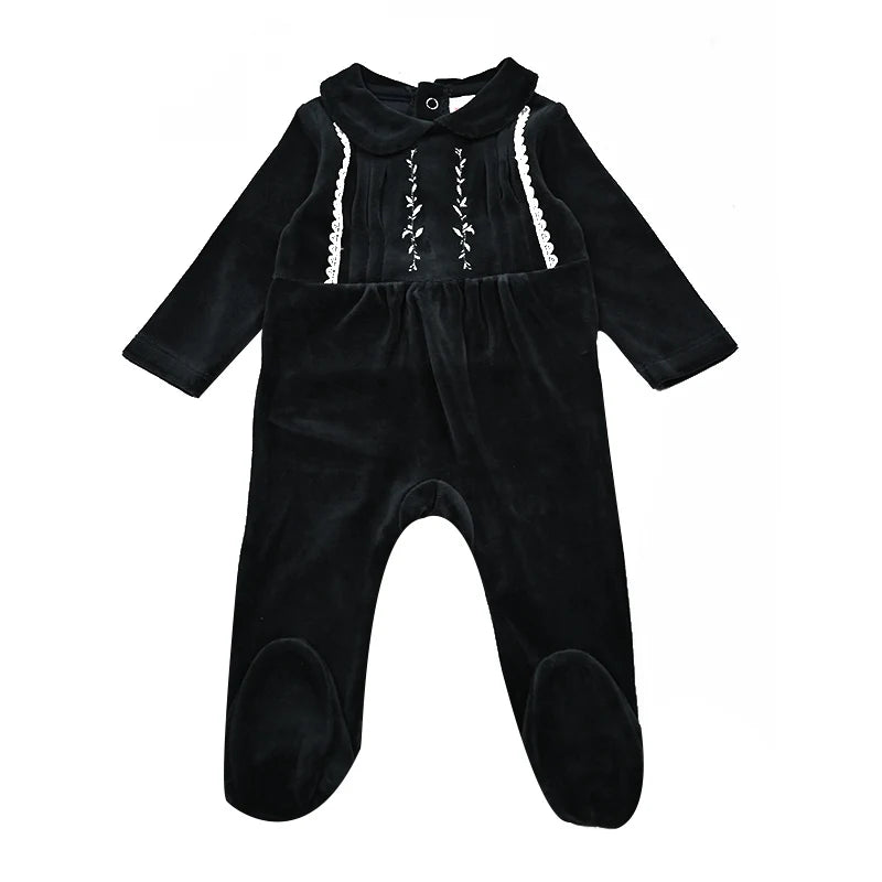 Family Matching New Shabbos Velour Kids Clothing Teen Set Girl Dress Boys Top Baby Overall Rompers Flowers Embroidery and Ribbon