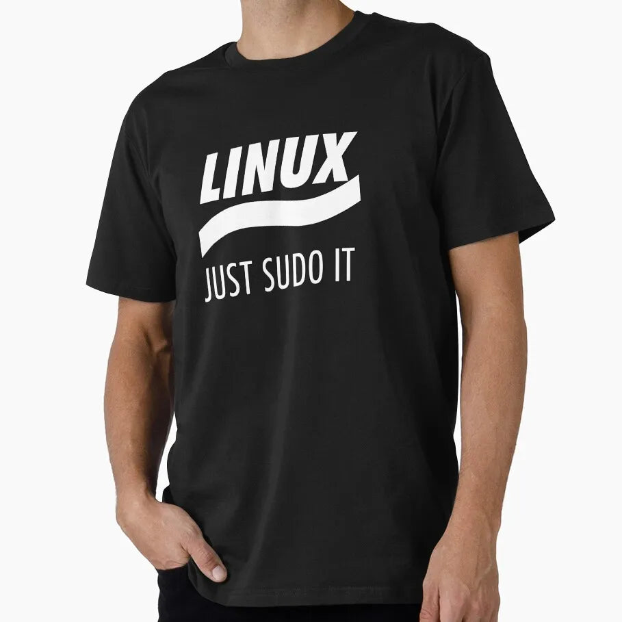 linux tux mario like troll Linux Just Sudo It Geek command computer softwar admin funny t shirt 100% cotton printed plus size