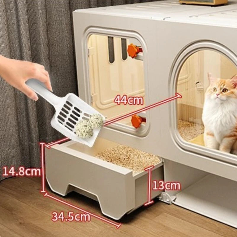 Large Cat House Transparent Drawer Cat Houses Habitats Partition Pet Cats Kitten Cage with Storage Room Kittens Enclosure Cages