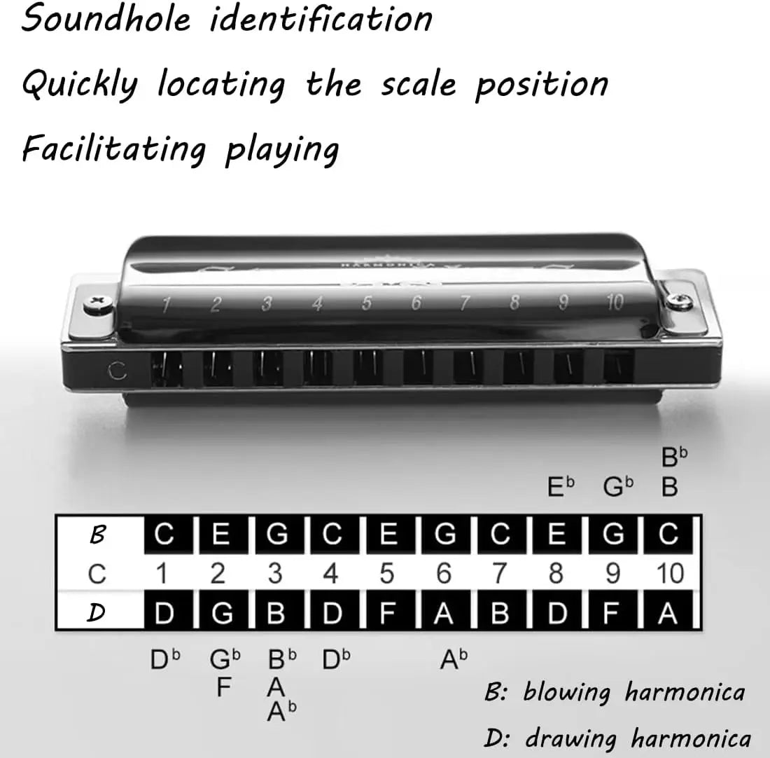 Blues Harmonica Armonica Mouth Organ Harp 10 Holes Harmonica Key of C Diatonic Professional Advanced Music Instrument for Adults