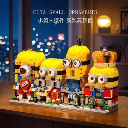 4-in-1 Minions Street View Building Blocks Series Boys and Girls Assemble Toys 3D Stereoscopic Children's Birthday Gifts