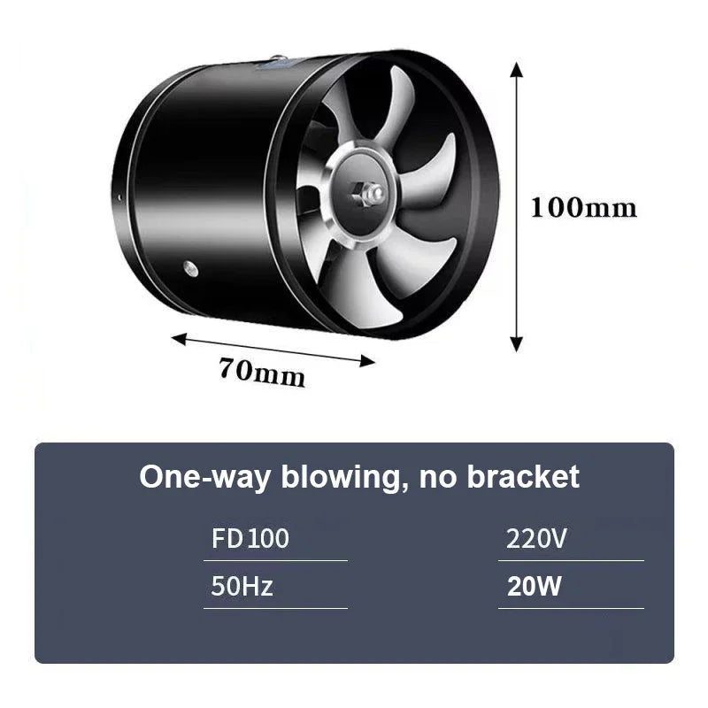 4''6''8''  Pipe Exhaust Fan Air Ventilator Metal Pipe Ventilation Exhaust Fan Mini Extractor Bathroom Toilet Wall Fan Duct Fan