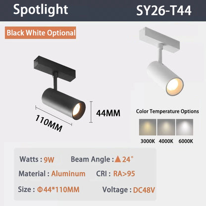 6MM Ultra Slim Magnetic Track Light Surface Mounted Ceiling Rail DC48V Modern LED Lamp Black White Magnet Rail Lamp Spotlight