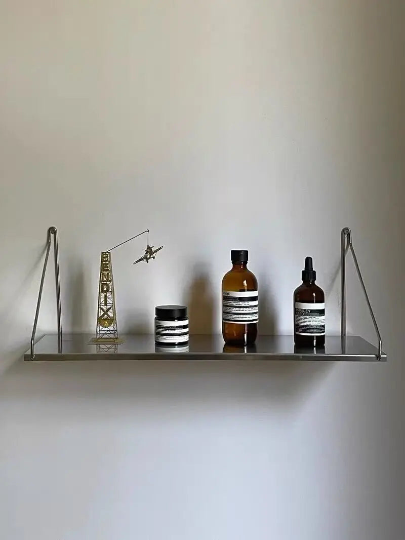 Stainless Steel Floating Wall Shelf Metal Wall Mounted Bookshelf Minimalist Display Storage Rack 40/60/80CM Wall Organizer