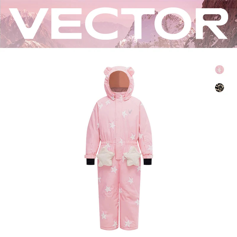 VECTOR -30 Degree Children Ski Jumpsuit Winter Snowboard Jacket Boys and Girls Outdoor Snow Suits Warm Waterproof Kids Ski