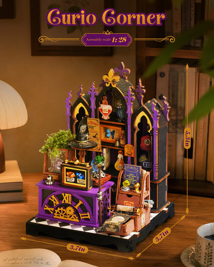 Rolife Tea Room DIY Miniature Dollhouse Kit Craft Gift 1:28 Gothic Rosa Salon Diorama Wooden Model Collectible Home Display