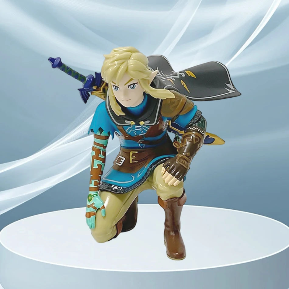 Anime 12cm Legend Of Zelda Link Kingdom Of Tears Squatting Position Figure Statue Game Pvc Handheld Models Toy Ornaments Gifts
