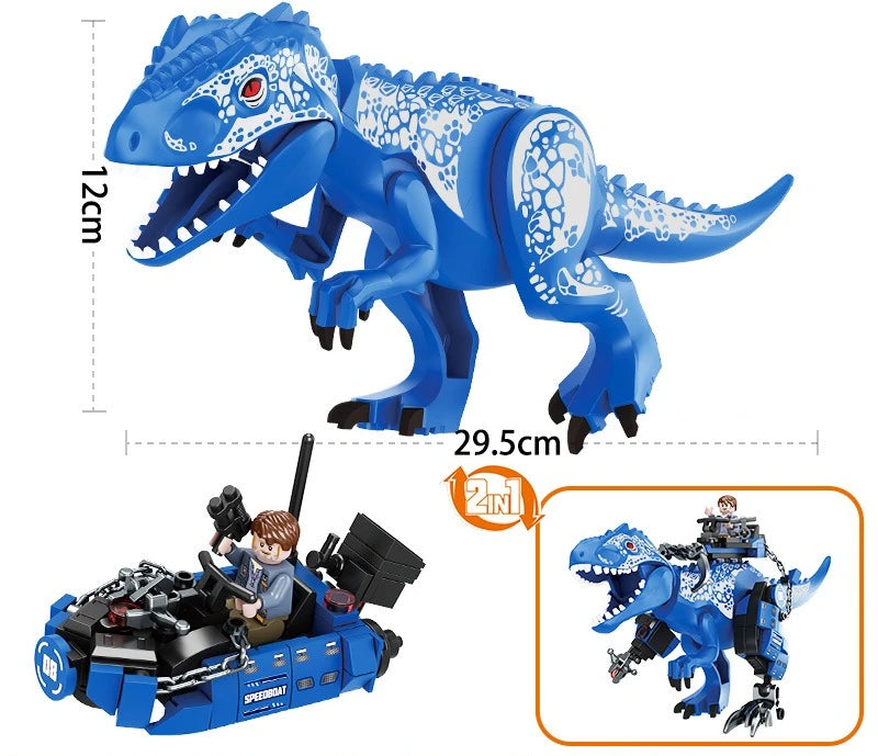 Armed Tyrannosaurus Rex building blocks with chariots, dolls and dinosaurs assembled model children's educational toys