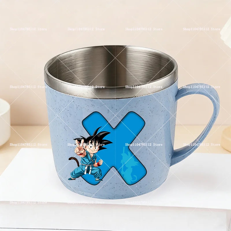 Dragons Ball 304 Stainless Steel Mouth Cup Goku Anime Kawaii Letter A-Z Coffee Milk Water Mug  Anti-scalding Camping Cups Gift