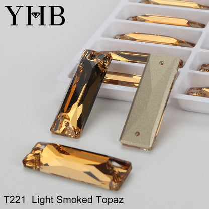 YHB Top Quality Cosmic Baguetee Glass Crystal AB Moonlight Sewing Stones Flatback Sew on Rhinestones For Garment Clothes Bags