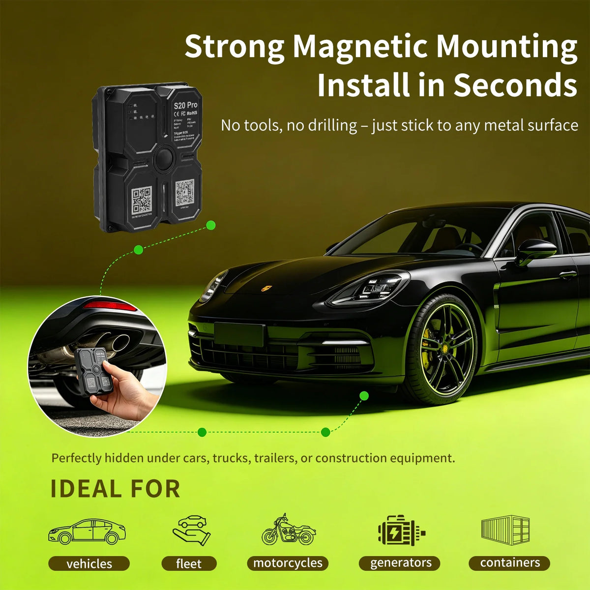 4G Anti-Theft Car Tracker Outdoor Anti-Theft Device Non-Installation Strong Magnetic Anti-theft Tracking Device SOS Call Alarm