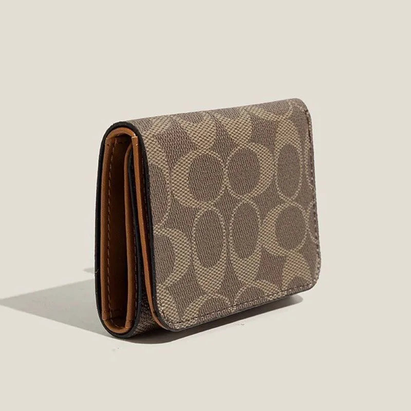 High quality three fold short wallet with PU leather buckle coin wallet, fashionable high-end men's and women's wallet