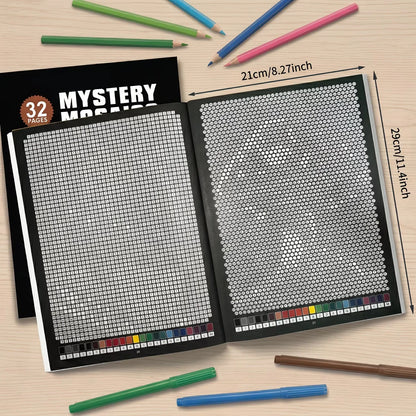 Mystery Mosaics Color by Number Coloring Book 32 Pages Pixel Art Activity Book for Adult Stress Relief Creative Drawing Workbook