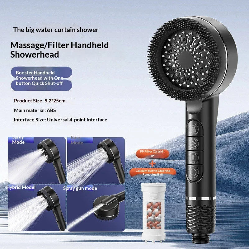 4Modes Pressure Boost Shower Head Multifunction Adjustable Large Water Shower Nozzle Massage Bathroom Accessory