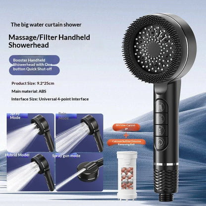 4Modes Pressure Boost Shower Head Multifunction Adjustable Large Water Shower Nozzle Massage Bathroom Accessory