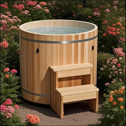 Premium Wooden Outdoor Spa Tub Cold Plunge Pool Complete Chiller System Ice Barrel Bath For Backyard Outdoor Usage Comfortable