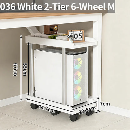 Adjustable Height Mobile CPU Stand Printer Shelf With Wheels Strong Load Capacity For Desktop Computer Tower Printer Office Use