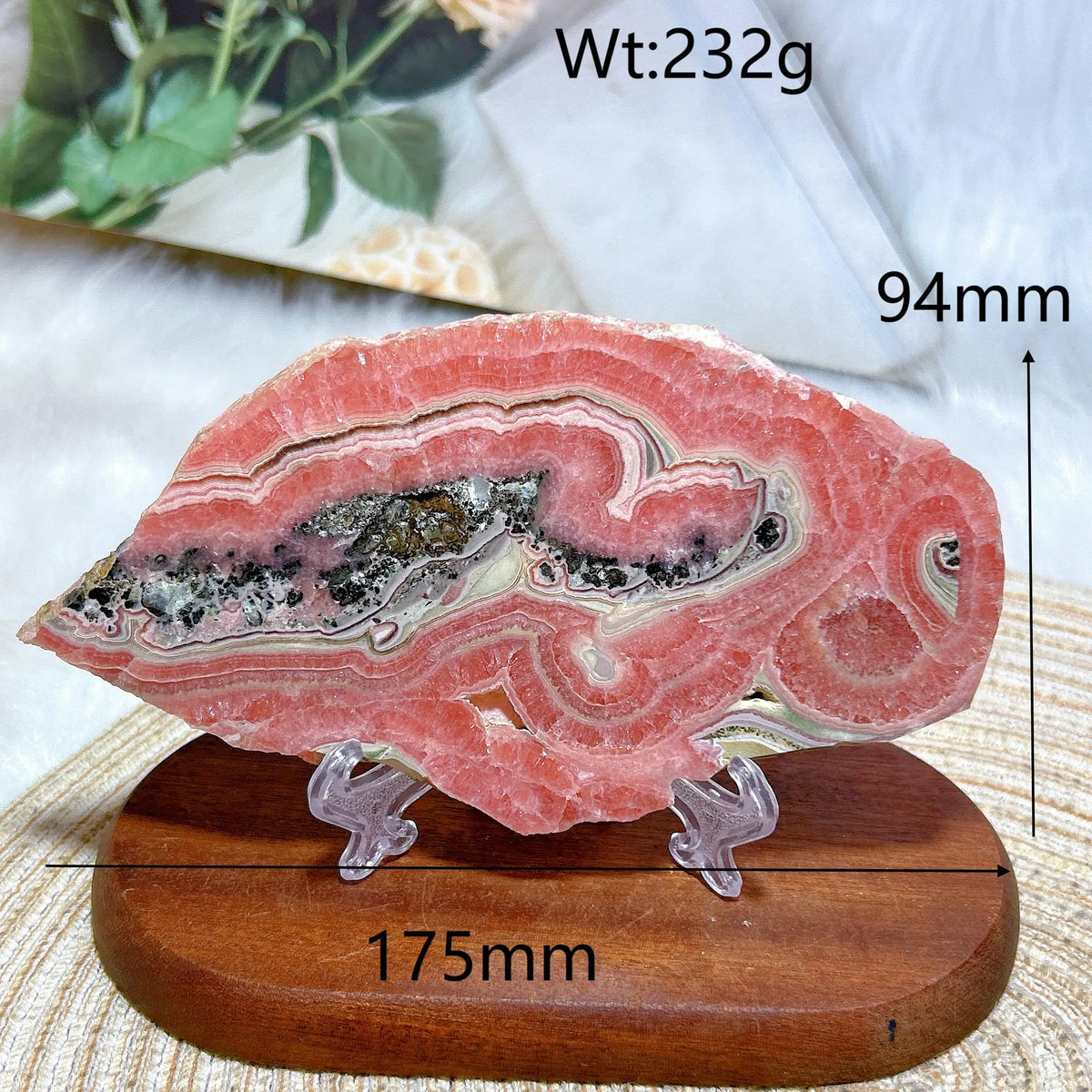 Healing Natural Crystal Rare Argentina Rhodochrosite Large Slices Slab Ore Mineral Gemstones Ornament Home Decoration Gift