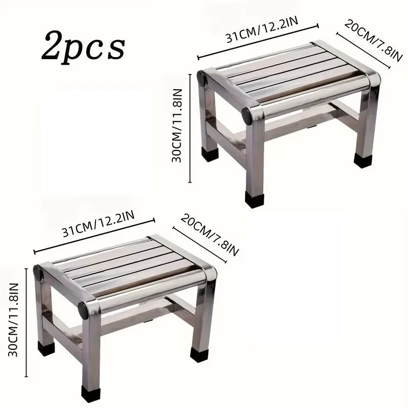 Multi Functional Stainless Steel Stool - Durable Thick & Sturdy Stool, Ideal for Living Room, Bathroom, Kitchen, Corridors