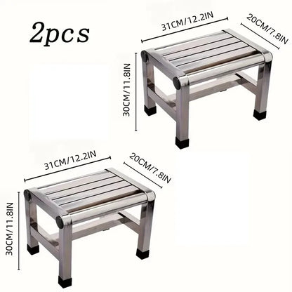 Multi Functional Stainless Steel Stool - Durable Thick & Sturdy Stool, Ideal for Living Room, Bathroom, Kitchen, Corridors