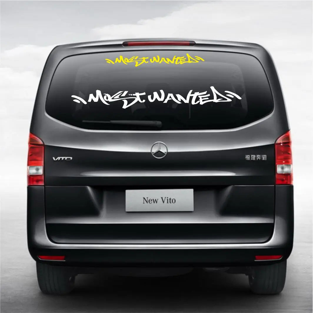 Graffiti Most Wanted Car Sticker Decal Front Rear Windshield Banner Bumper Auto Vehicle Vinyl Decor