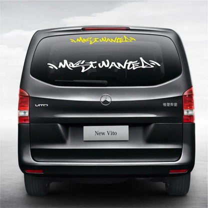 Graffiti Most Wanted Car Sticker Decal Front Rear Windshield Banner Bumper Auto Vehicle Vinyl Decor