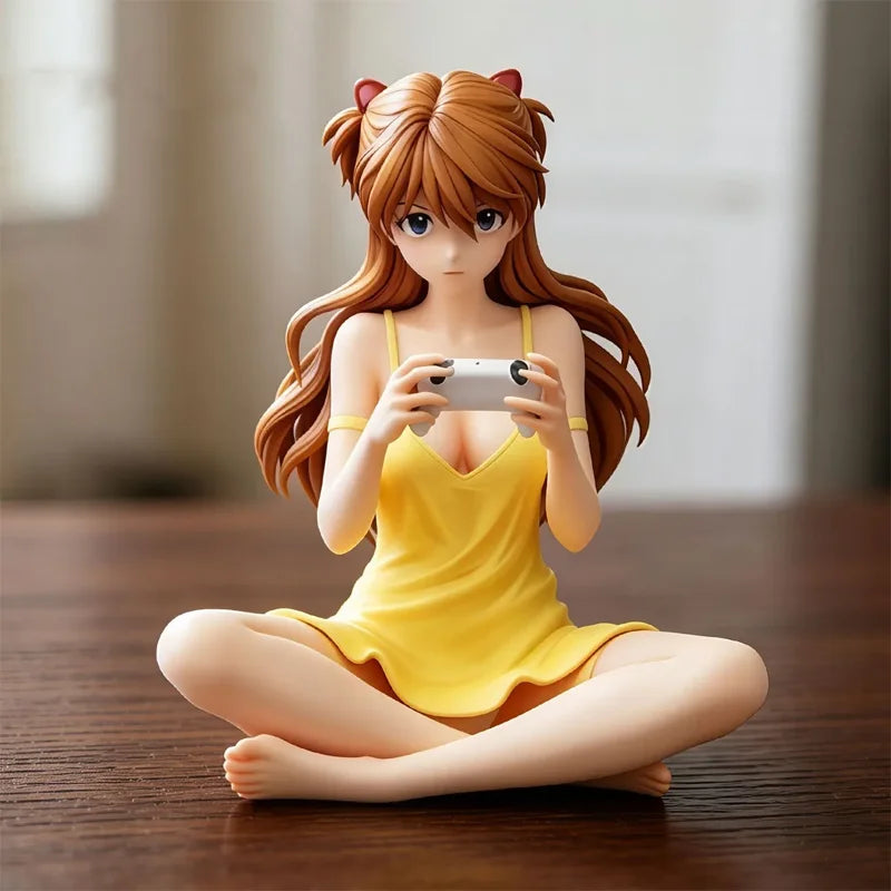 11.5cm Asuka Sitting Pose Anime Figure Toy Pvc Statue Desktop Ornament Home Decoration Collectible Model PC Case Decor Gift