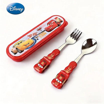 3PCS Disney Officially Licensed Cars Lightning McQueen Stainless Steel Fork Spoon Set Food-Grade Gift for Fans Festive Occasions