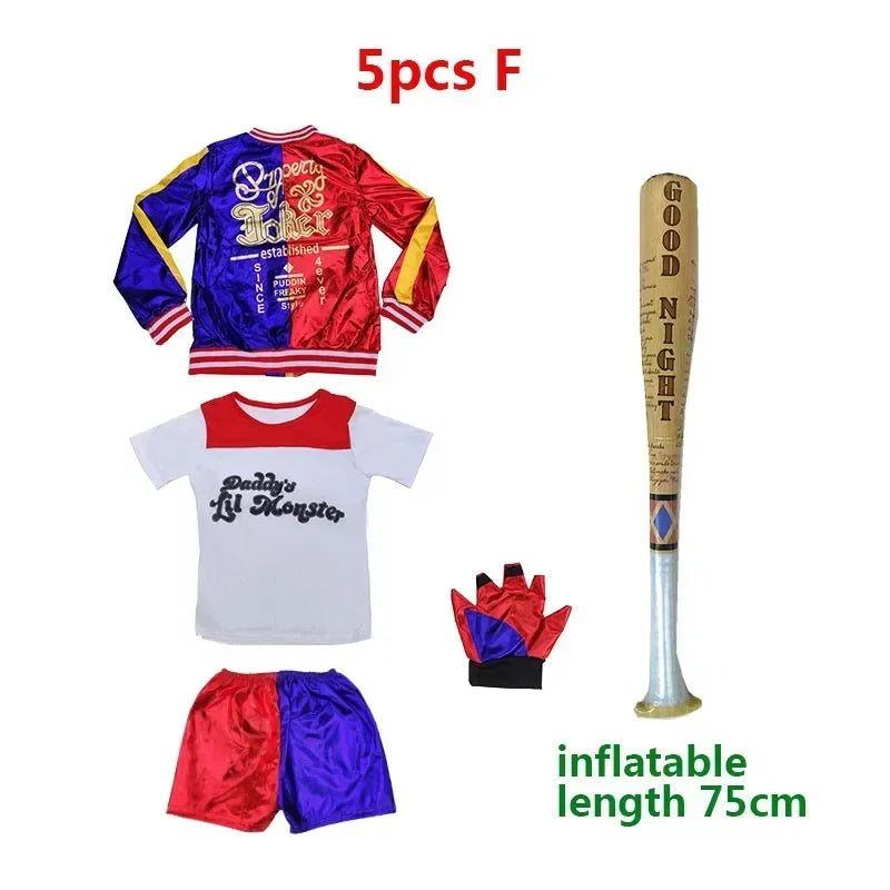 2026 N Top Quality Girls  Suicide Harley Cosplay Costumes  Monster Stitched Jacket Pants Sets Halloween Costume