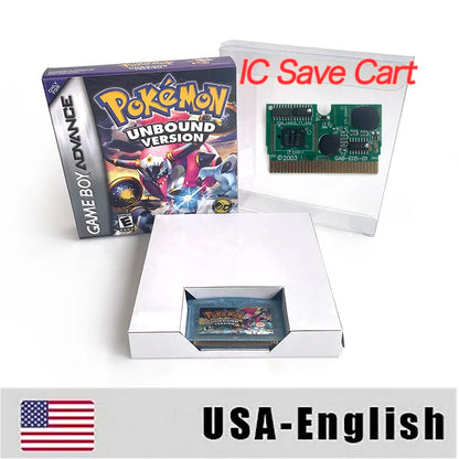 USA ESP Version IC RTC Flash Cart Unbound GBA Game Cartridge Video Game Console Card Rom Hack Spanish English Language