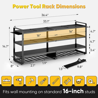 Iron Multifunctional Drill Rack Wall Mounted Electric Tool Rack Hand Drill Storage Rack Garage Screwdriver Organizer Tools