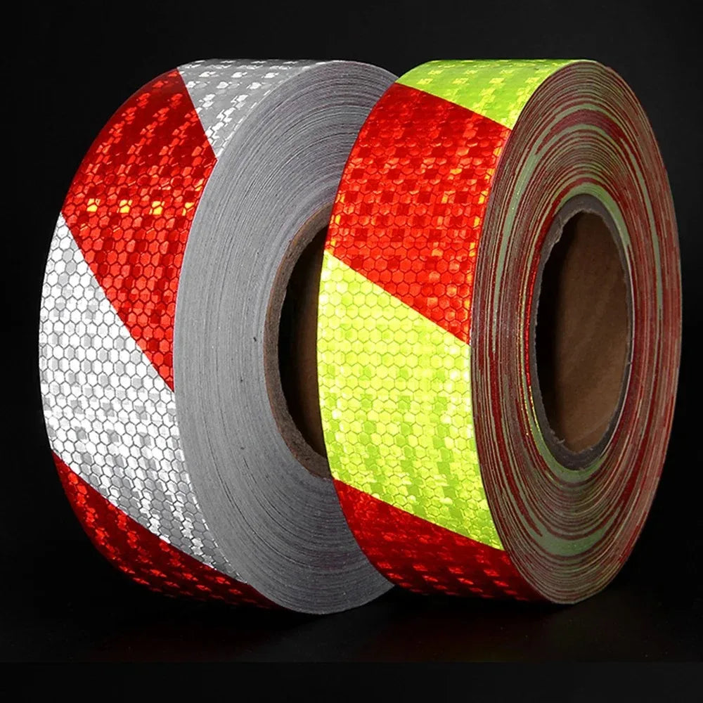 1 Roll Shining Reflective Safety Warning Tape Self Adhesive Twill Pattern Car Warning Markings for Enhanced Visibility
