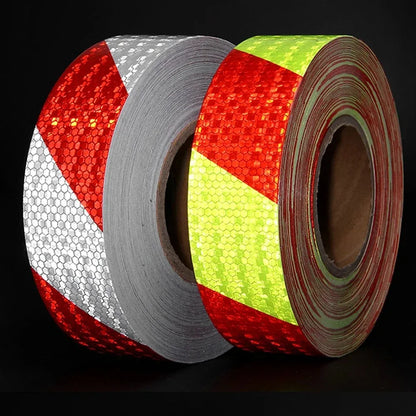 1 Roll Shining Reflective Safety Warning Tape Self Adhesive Twill Pattern Car Warning Markings for Enhanced Visibility