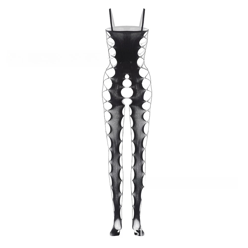 Toucheart Sexy Jumpsuit, One-piece Stockings, Women Crotchless Suspenders, Hollow See-through Temptation One-piece Mesh Clothing
