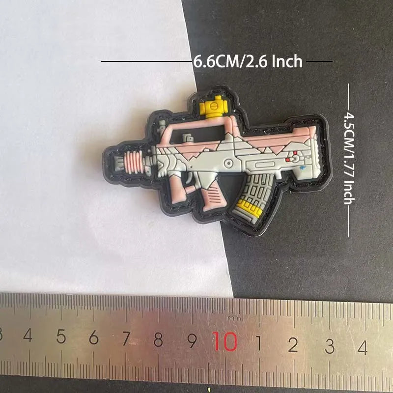 3D PVC Rubber Morale Patches Mini Pistol, Rifle Army Badge Stickers, Military Tactical Patch With Hook For Backpack