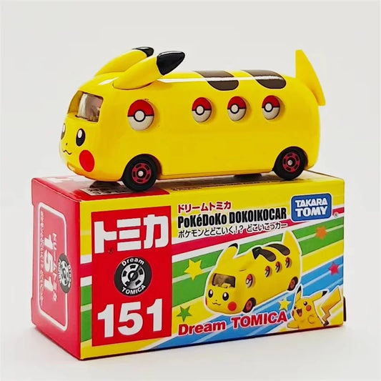 Takara Tomy Tomica Genuine Pokemon Pikachu No.151 Diecast Metal Car Pokedoko Dokoikocar Bus Model Toys Gifts For Child Girls Boy
