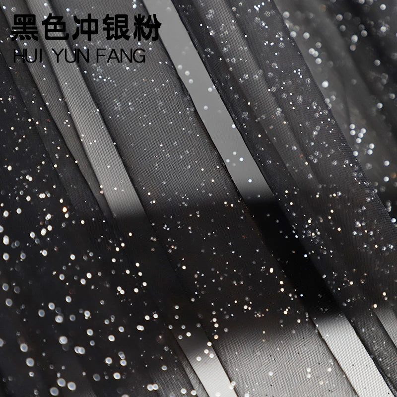 Gold Tulle material black encryption soft Tulle spray silver glitter Tulle wedding dress home decoration fabric