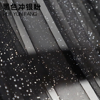 Gold Tulle material black encryption soft Tulle spray silver glitter Tulle wedding dress home decoration fabric