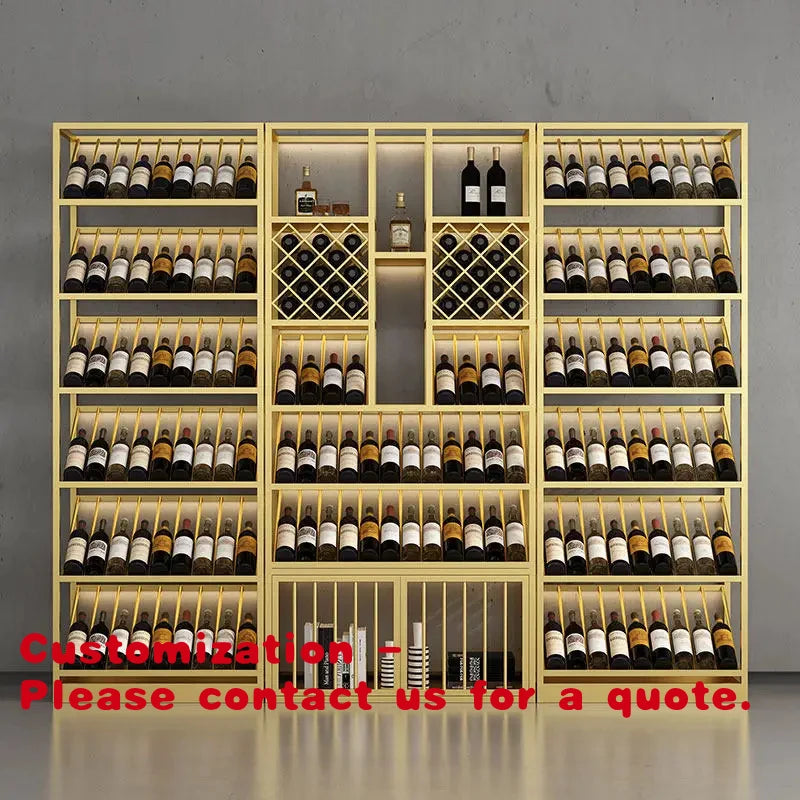 custom.Winery Floor-standing Multi-layer Metal Wine Cabinet Wine Cellar Luminous Red Wine Tea Storage Display Rack Wine