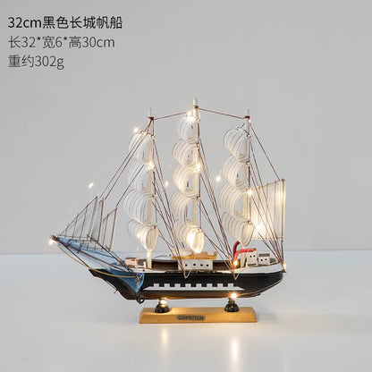 Wooden Sailboat Model Handcrafted Coastal Nautical Decor Table Centerpiece For Living Room Office Desk Gift For Adults And Teens