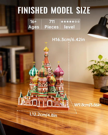 Piececool 3D Metal Model Kits Saint Basil's Cathedral 3D Metal Puzzle Model Building Kits for Adults Brain Teaser DIY Model Gift