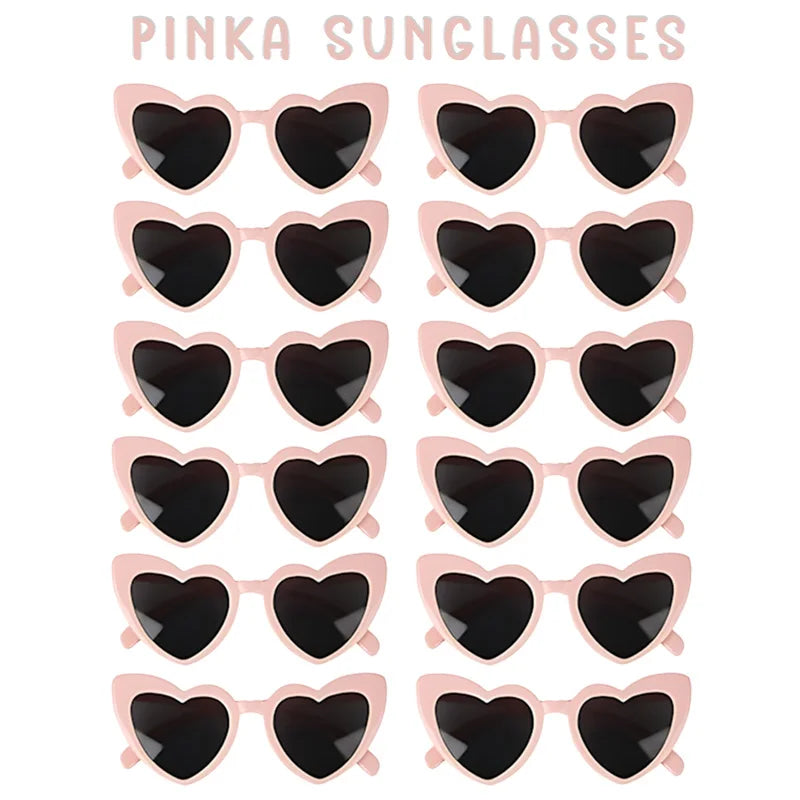 12-100Pcs Wedding Sunglasses for Guests Heart Shaped Sunglasses Bachelorette Party Glasses Bridal Shower Party Favors Photo Prop