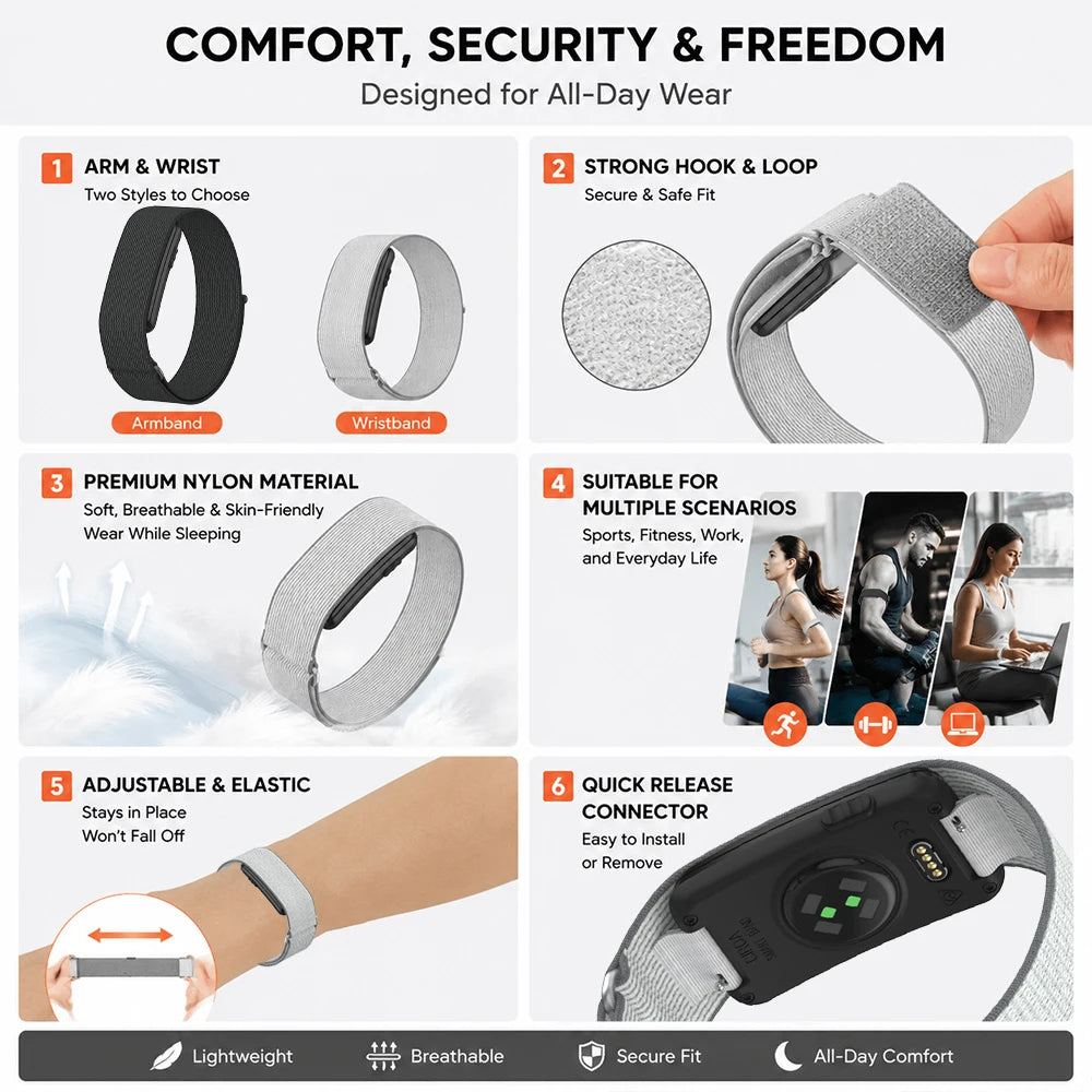 Adjustable Upper Arm Bicep & Wrist Strap for Garmin CIRQA Premium Custom Nylon Loop Soft Replacement Smart Sport Band Accessory