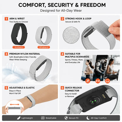 Adjustable Upper Arm Bicep & Wrist Strap for Garmin CIRQA Premium Custom Nylon Loop Soft Replacement Smart Sport Band Accessory
