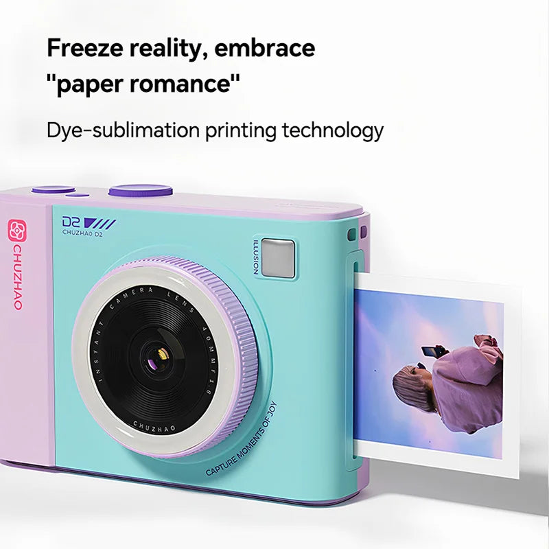 CHUZHAO D2 Hybrid Instant Camera 2.8" IPS Screen WiFi Mobile Photo Printer Retro Digital Camera Cute Birthday Gift