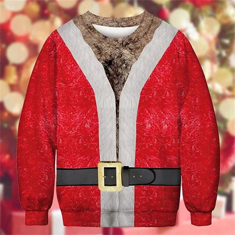 Christmas Ugly Sweater Funny 3D Printing Muscle Pattern Sweatshirts For Men New Fashion Pullover Party Cosplay Costume Xmas Gift