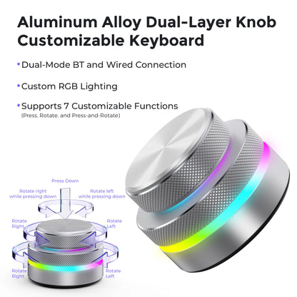 Dual-Layer Knob Wireless Custom Keyboard RGB Custom Control Volume Knob Multimedia Office Craphic Video Audio Editing Artwork